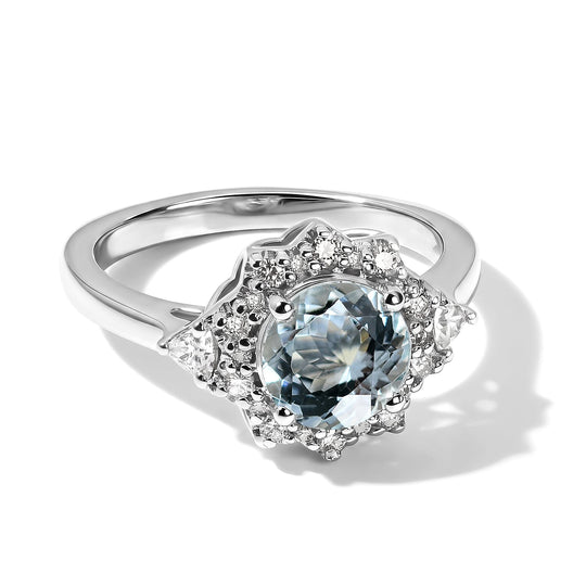 D'Joy AA Aquamarin, Moissanit Ring 925 Silber Rhodiniert (Größe 18.00) ca. 1,50 ct