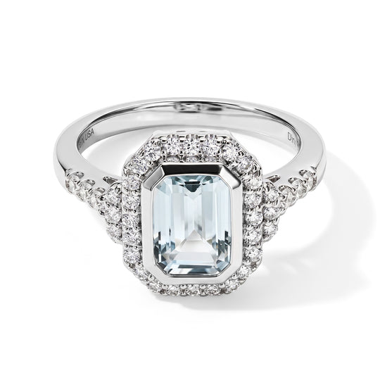 D'Joy AA Aquamarin, Moissanit Ring 925 Silber Rhodiniert (Größe 18.00)   (10-16 Werktage Lieferzeit) ca. 1,88 ct