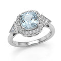 D'Joy AA Aquamarin, Moissanit Ring 925 Silber Rhodiniert (Größe 16.50)   (10-16 Werktage Lieferzeit) ca. 1,76 ct