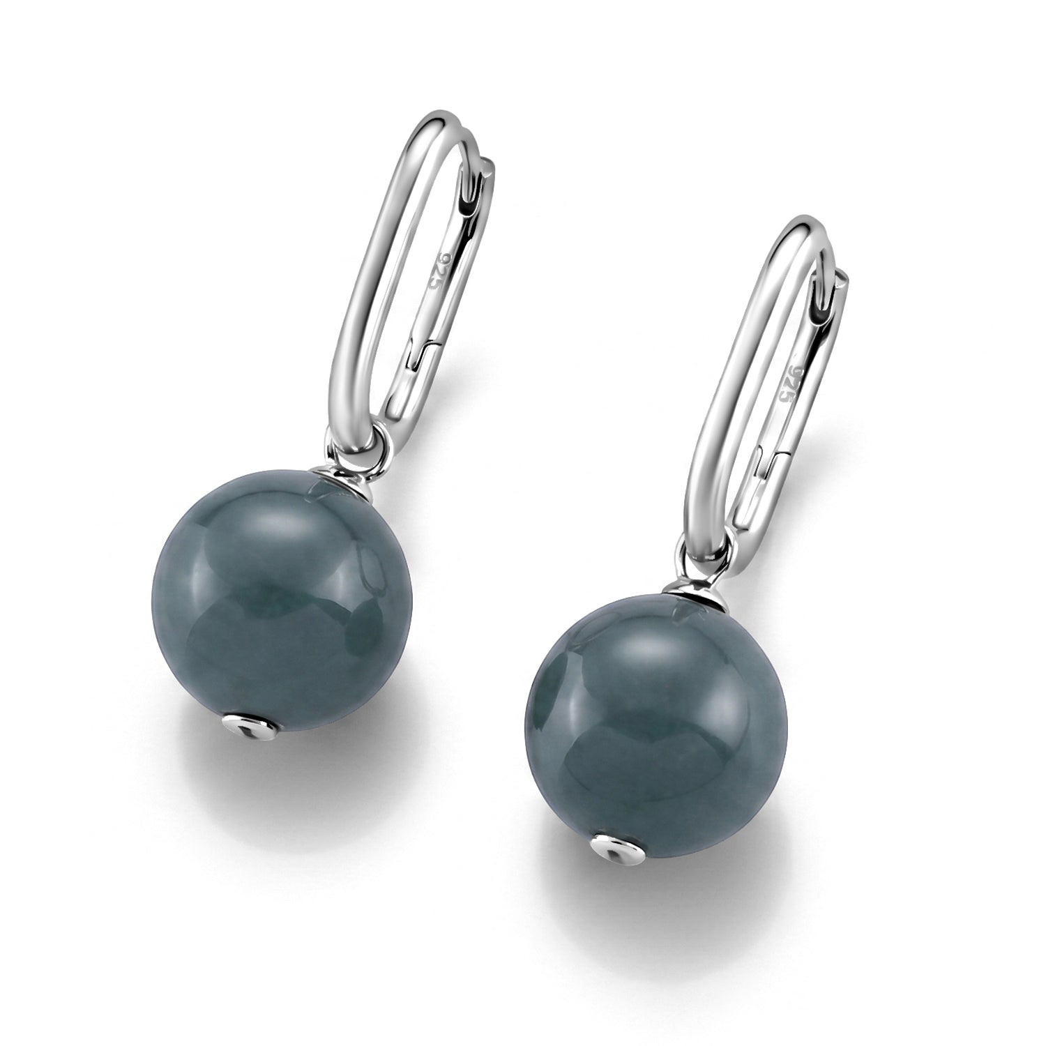 D'Joy Olmek Jadeit Ohrringe 925 Silber Rhodiniert ca. 30.00 ct