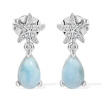 EVER TRUE AA Larimar, Weißer Zirkon Ohrringe Reine Bronze ca. 2,23 ct.