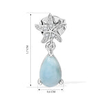 EVER TRUE AA Larimar, Weißer Zirkon Ohrringe Reine Bronze ca. 2,23 ct.