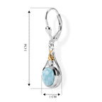 D'Joy AAA Larimar, Weißer Diamant Ohrringe 925 Silber Rhodiniert und 750 Gelbgold Vermeil ca. 3,04 ct.
