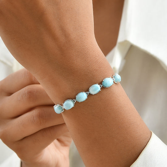 D'Joy AAA Larimar Armband ca. 19 cm 925 Silber Rhodiniert ca. 26,49 ct.