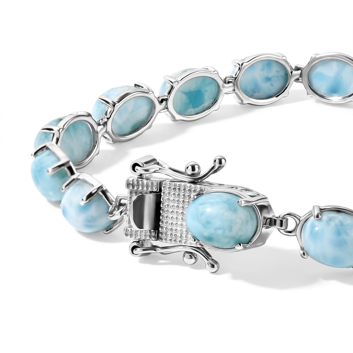 D'Joy AAA Larimar Armband ca. 20 cm 925 Silber Rhodiniert ca. 29,81 ct.