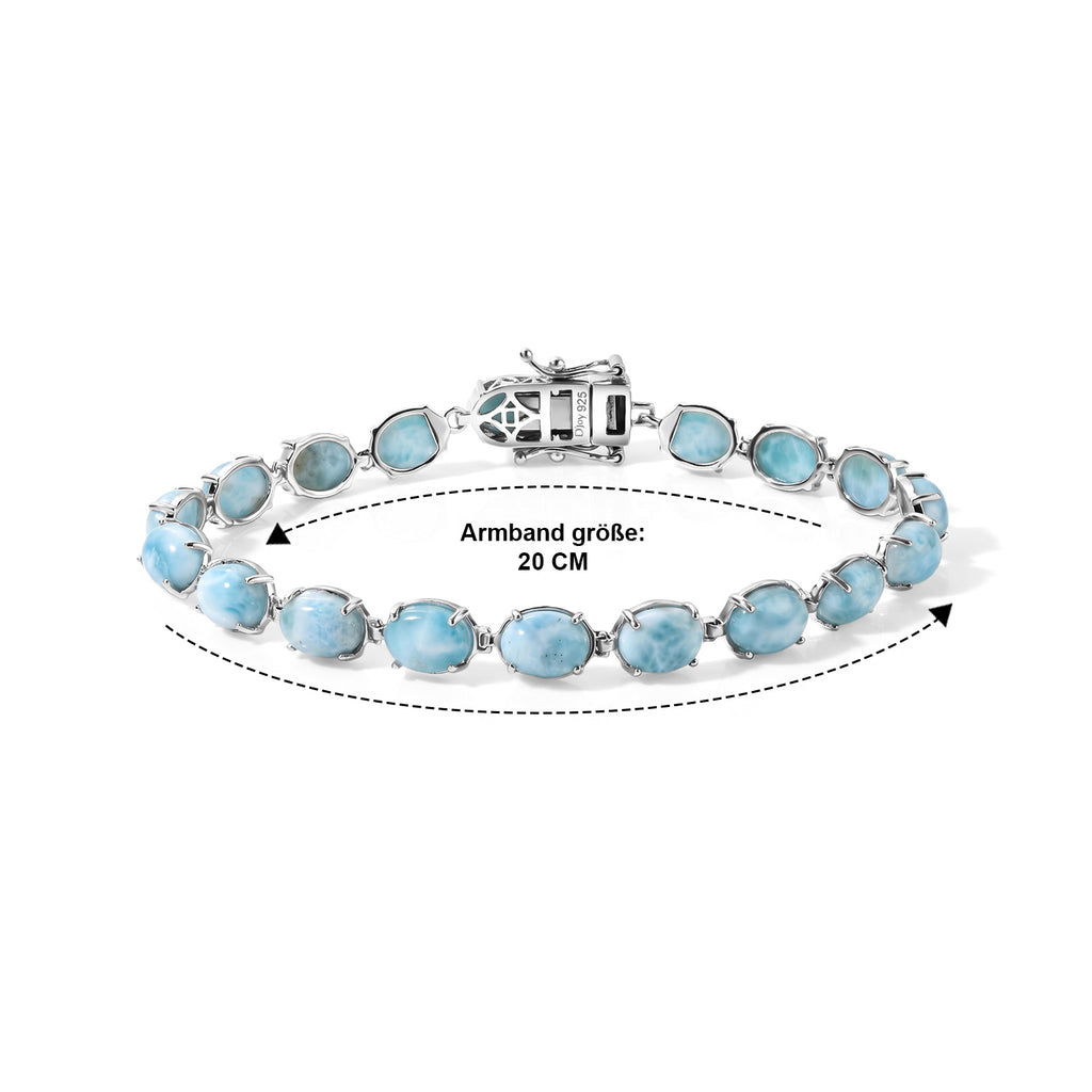D'Joy AAA Larimar Armband ca. 20 cm 925 Silber Rhodiniert ca. 29,81 ct.