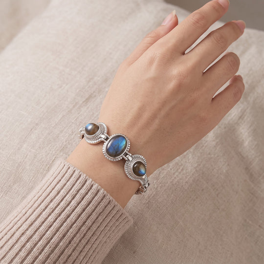 EVER TRUE Blaues Türkis Armband ca. 16.5 cm 316L Edelstahl ca. 14.82 ct