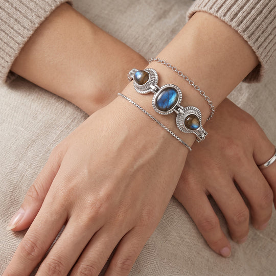 EVER TRUE Blaues Türkis Armband ca. 16.5 cm 316L Edelstahl ca. 14.82 ct