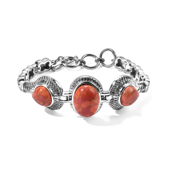 EVER TRUE Blaues Türkis Armband ca. 16.5 cm 316L Edelstahl ca. 14.82 ct