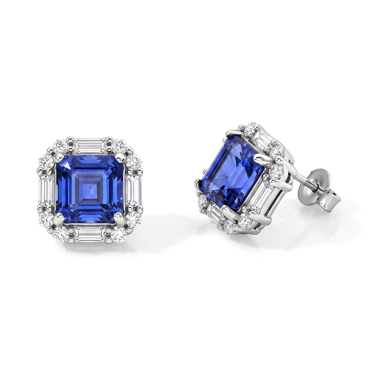 D'Joy Farbwechsel Fluorit und Moissanit Ohrringe, 925 Silber rhodiniert - 7,03 ct.