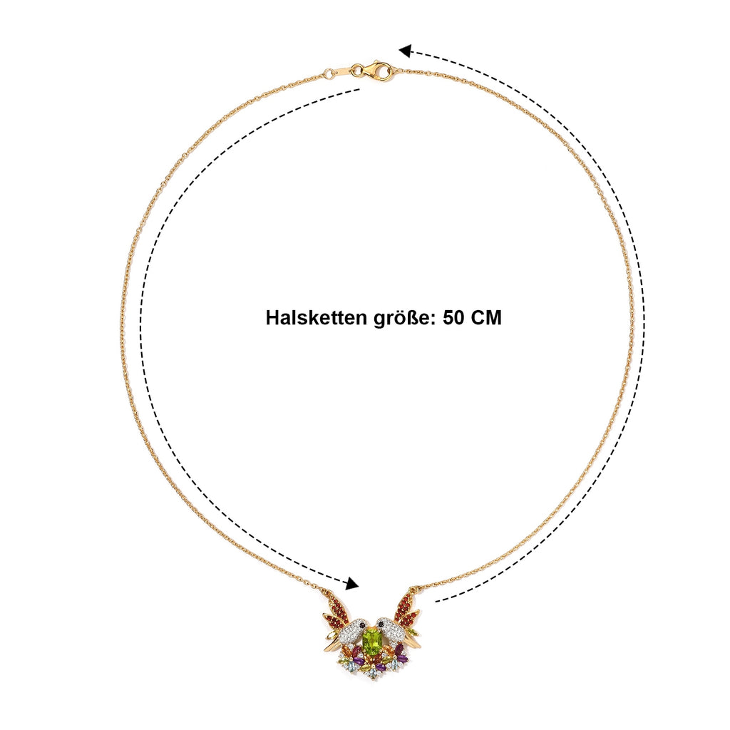 D'Joy AA Peridot, Roter Granat Halskette ca. 50 cm 925 Silber 750 Gelbgold vermeil ca. 3,82 ct.
