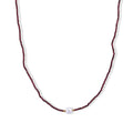 Roter Granat, Weiße Edison Perle (7-10mm) Halskette ca. 50 cm 316L Edelstahl Goldton 30.01 ct