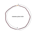 Roter Granat, Weiße Edison Perle (7-10mm) Halskette ca. 50 cm 316L Edelstahl Goldton 30.01 ct