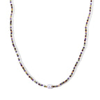 Mehrfarbige Edelsteine, Weiße Edison Perle (7-10mm) Halskette ca. 50 cm 316L Edelstahl Goldton 30.01 ct