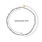 Mehrfarbige Edelsteine, Weiße Edison Perle (7-10mm) Halskette ca. 50 cm 316L Edelstahl Goldton 30.01 ct