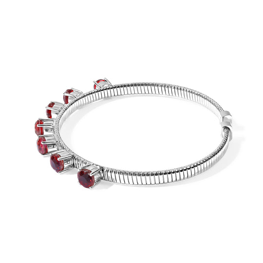 EverTrue Rubin Feuer Triplett Quarz 18,5cm Armreif, Edelstahl - 4,38 ct.