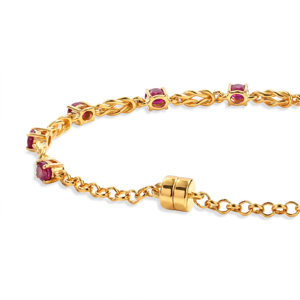 EVER TRUE Afrikanischer Rubin (Fissure gefüllt) Armband ca. 19 cm 950 Kupfer ca. 2.20 ct
