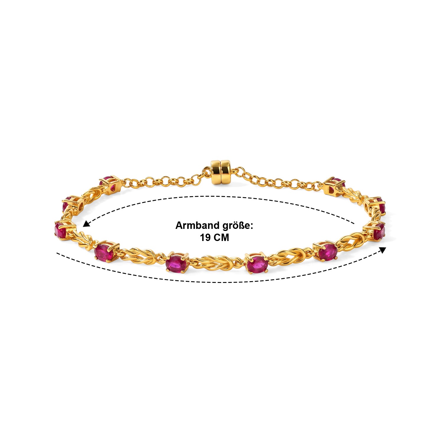 EVER TRUE Afrikanischer Rubin (Fissure gefüllt) Armband ca. 19 cm 950 Kupfer ca. 2.20 ct