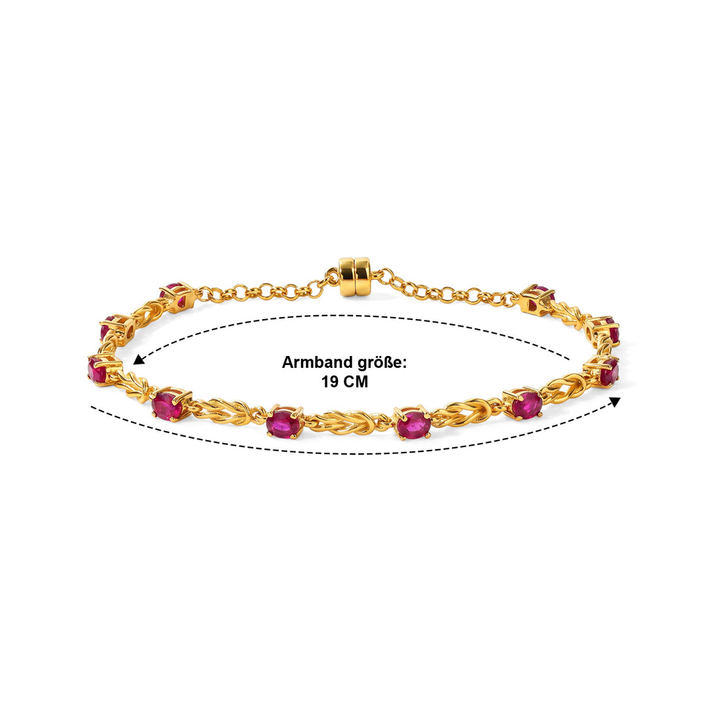 EVER TRUE Afrikanischer Rubin (Fissure gefüllt) Armband ca. 19 cm 950 Kupfer ca. 2.20 ct