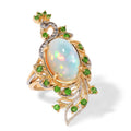 D'Joy AA Natürlicher, äthiopischer Welo Opal (Ov 14x10), Natürlicher Chromdiopsid Ring 925 Silber 750 Gelbgold vermeil (Größe 17.00) ca. 4.60 ct