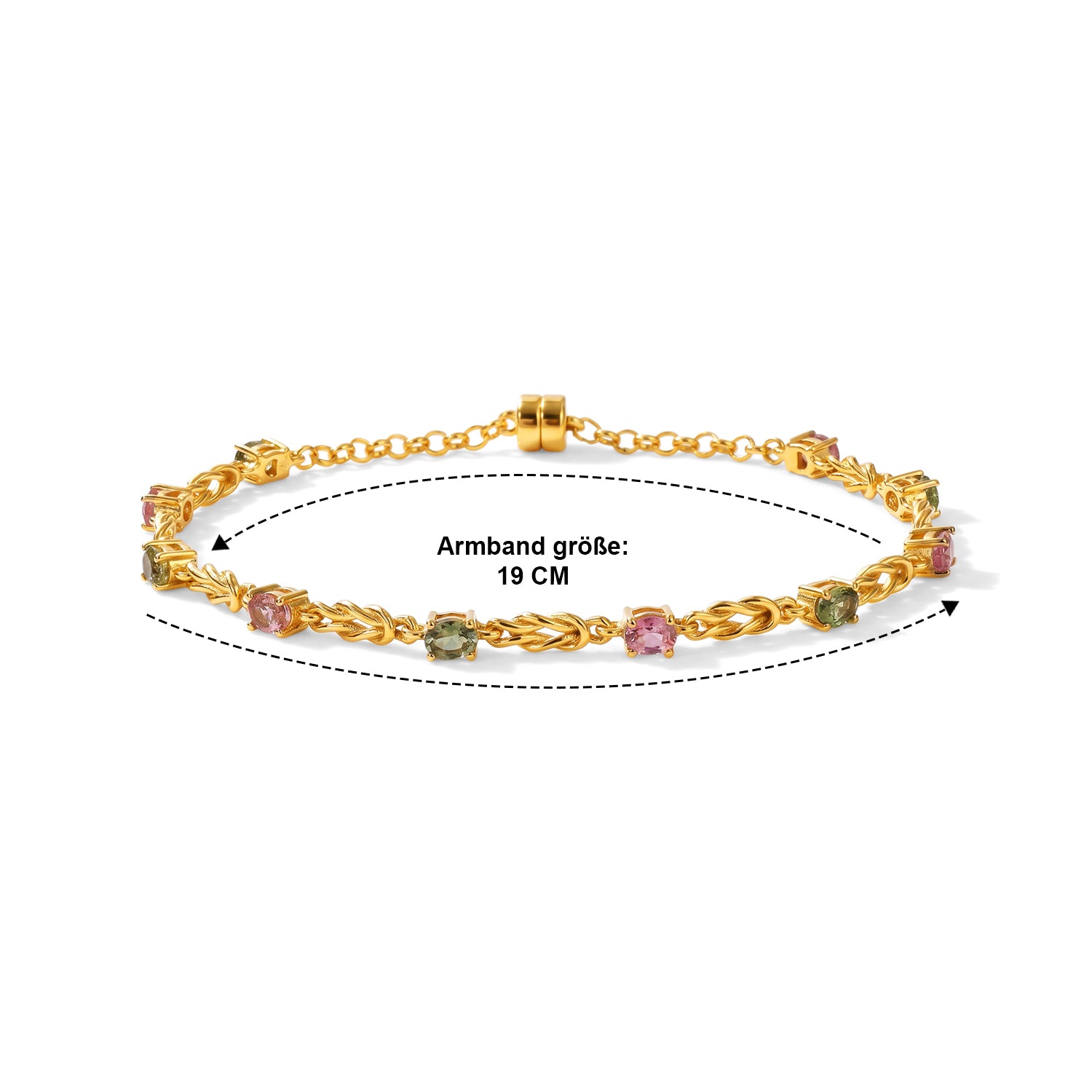 EVER TRUE Mehrfarbig-Turmalin Armband ca. 19 cm 950 Kupfer ca. 2.20 ct