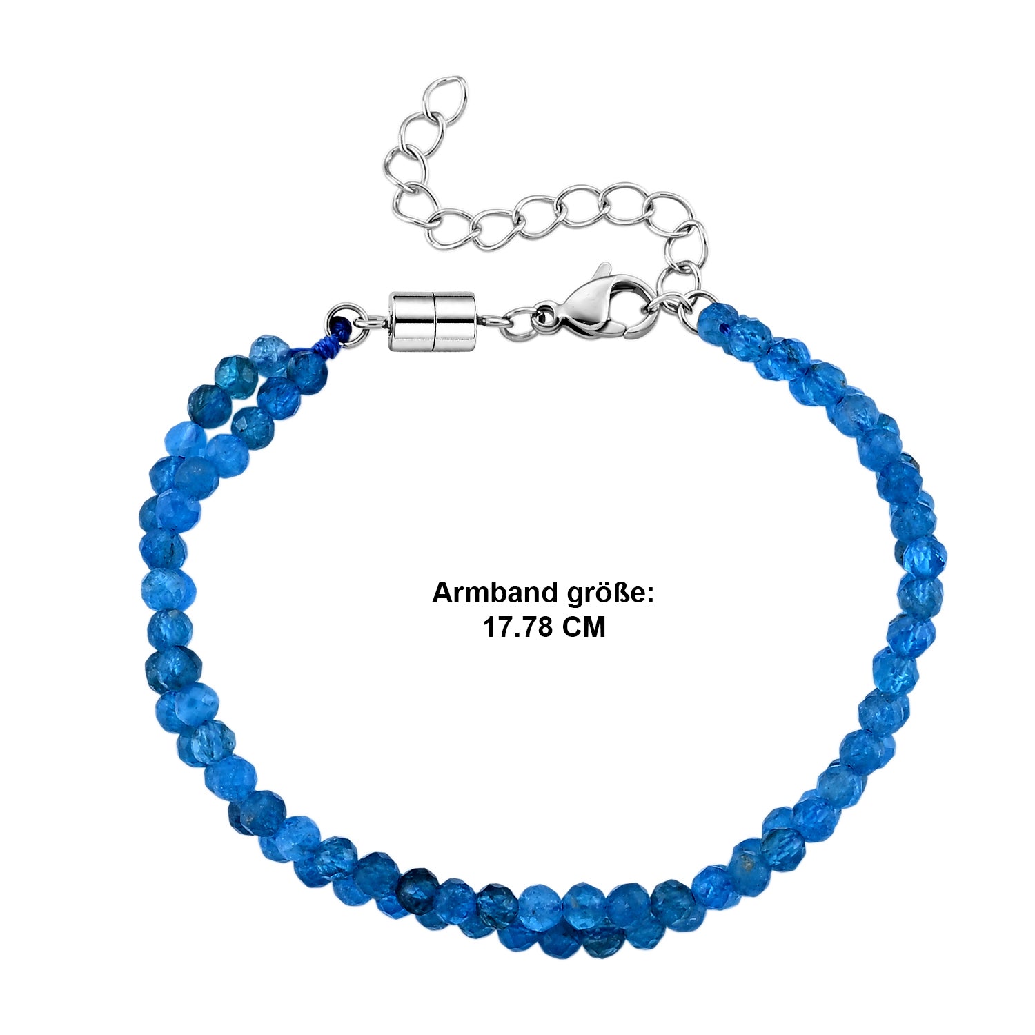 Natürlicher Neon-Apatit Armband ca. 18 cm 316L Edelstahl ca. 30,00 ct.