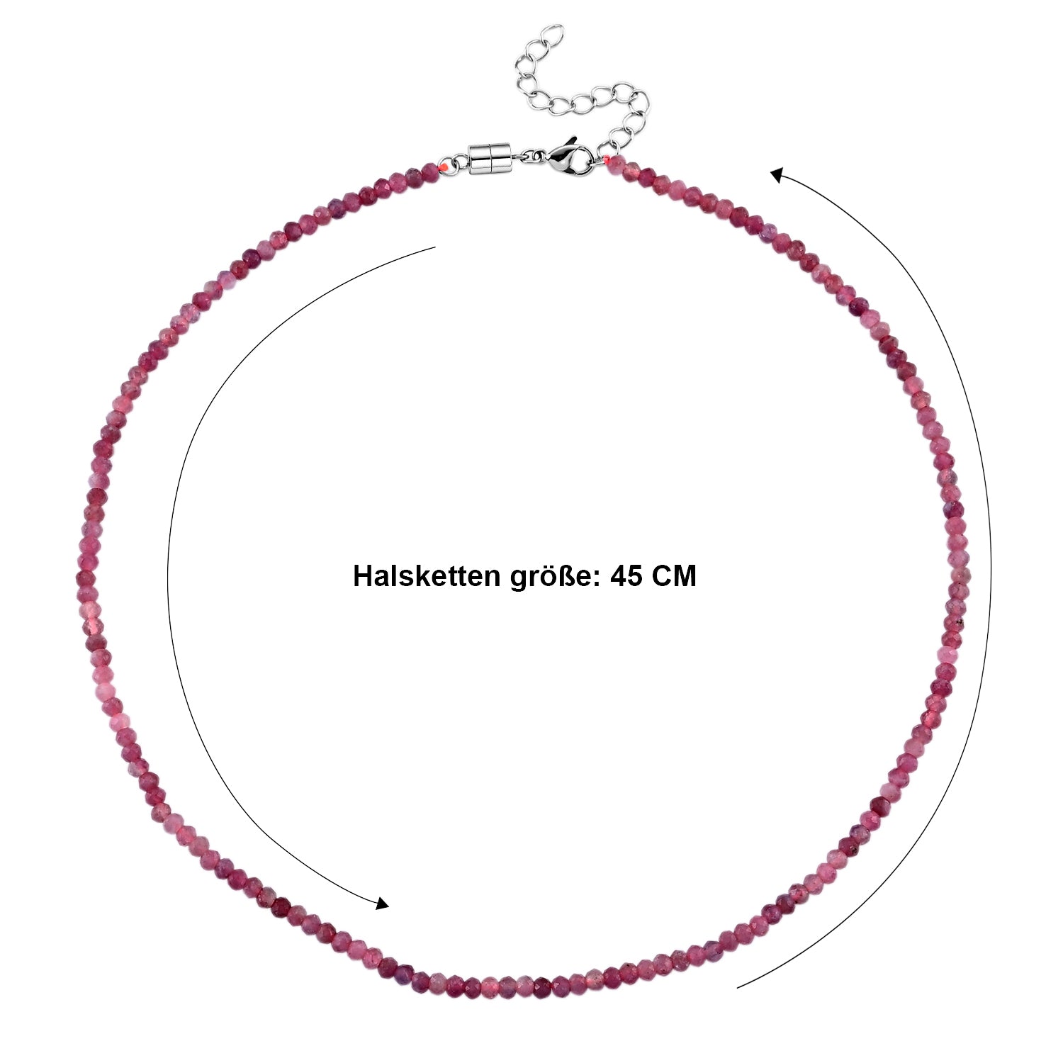 Rosa Turmalin Halskette ca. 45 cm 316L Edelstahl ca. 65.00 ct