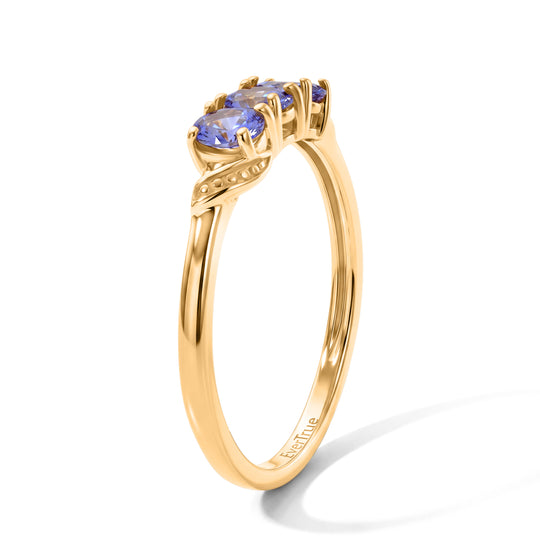 EverTrue Tansanit Trilogie Ring, Messing mit Gelbgold E-Beschichtung - 0,60 ct.