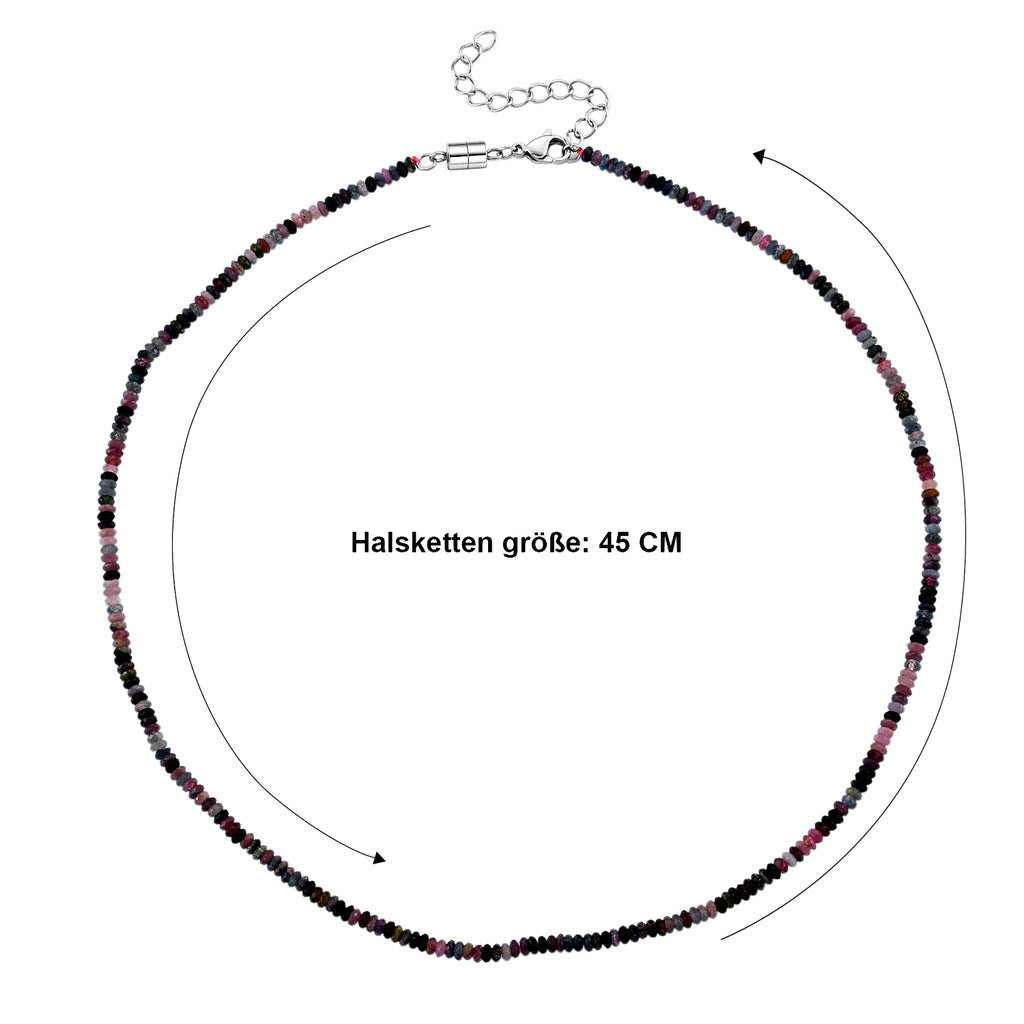 Mehrfarbig-Turmalin Halskette ca. 45 cm 316L Edelstahl ca. 35.00 ct