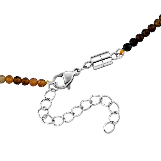 Gelber Turmalin, Mehrfarbige-Turmalin Halskette ca. 45 cm 316L Edelstahl ca. 28.00 ct