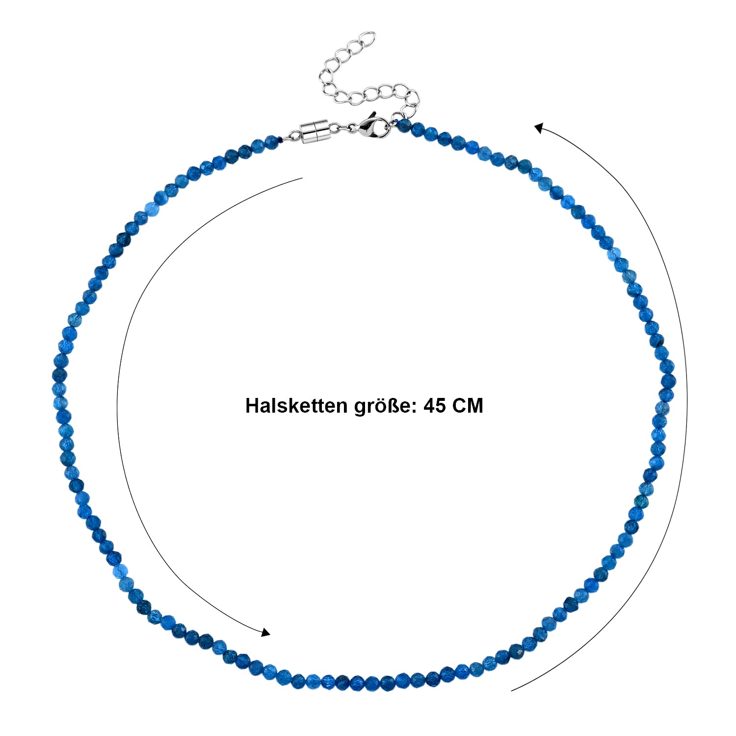 Natürlicher Neon-Apatit Halskette ca. 45 cm 316L Edelstahl ca. 40,00 ct.