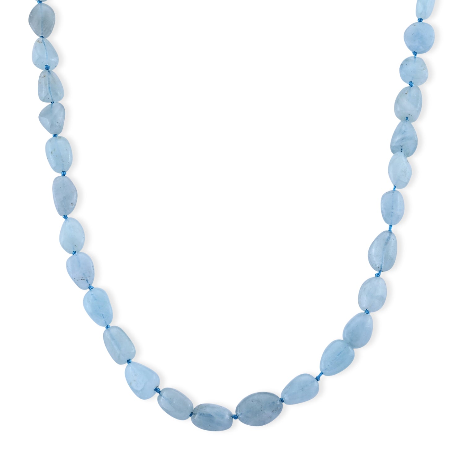 Aquamarin 50cm Halskette, Edelstahl - 230 ct.