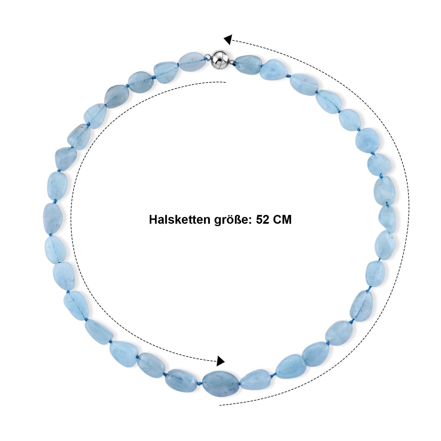Aquamarin Halskette ca. 50 cm 316L Edelstahl ca. 230,00 ct.