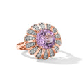 D'Joy Rose De France Amethyst, Weißer Zirkon Ring 925 Silber 750 Roségold vermeil (Größe 18.00) ca. 3,98 ct