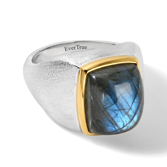 EverTrue AAA Labradorit Herrenring, Bronze mit Platin E-Beschichtung - 7 ct.