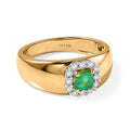 D'Joy AAA Kagem Sambischer Smaragd, Weißer Zirkon Ring 925 Silber Gold (Größe 17.00) ca. 0,60 ct