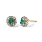 D'Joy AAA Kagem Sambischer Smaragd, Weißer Zirkon Ohrringe 925 Silber Gold ca. 1,18 ct.