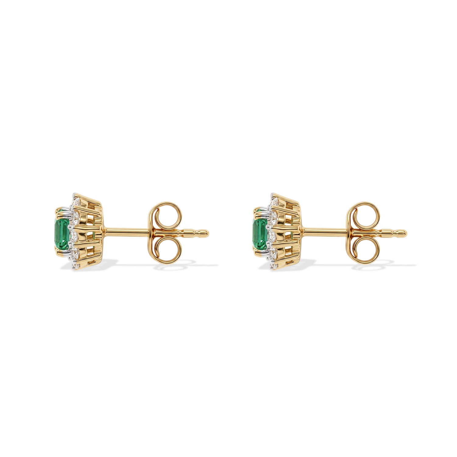 D'Joy AAA Kagem Sambischer Smaragd, Weißer Zirkon Ohrringe 925 Silber Gold ca. 1,18 ct.