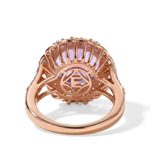 EverTrue AA Rose De France Amethyst und Zirkon Halo Ring, 950 Kupfer mit Roségold E-Bechichtung - 7,13 ct.