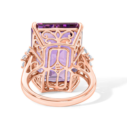 EVER TRUE AA Rose De France Amethyst, Weißer Zirkon Ring 950 Kupfer (Größe 17.00) ca. 22,68 ct