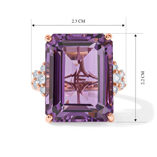 EVER TRUE AA Rose De France Amethyst, Weißer Zirkon Ring 950 Kupfer (Größe 17.00) ca. 22,68 ct