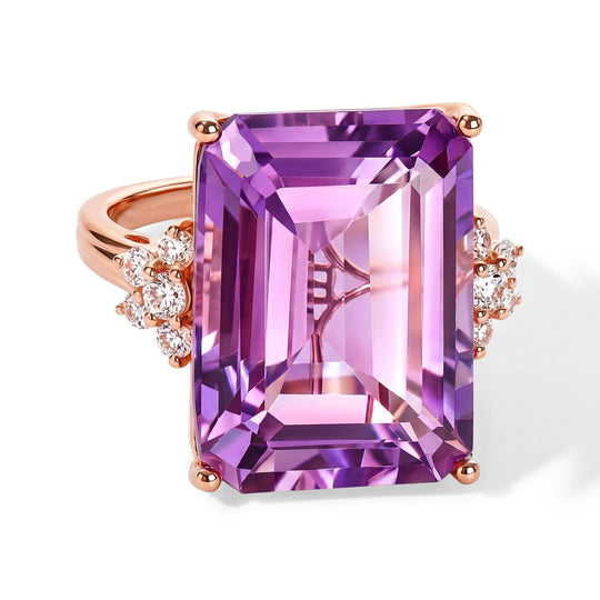 EVER TRUE AA Rose De France Amethyst, Weißer Zirkon Ring 950 Kupfer (Größe 17.00) ca. 22,68 ct