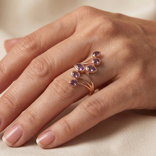 D'Joy Rose De France Amethyst Ring 925 Silber Rosévergoldet (Größe 18.00) ca. 2,93 ct