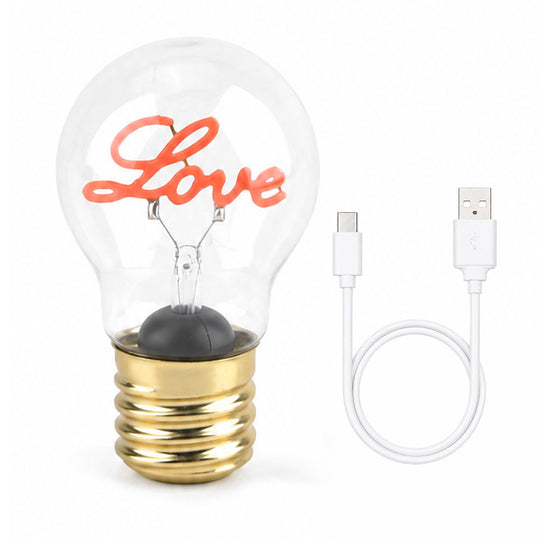 LIVMORE Dekorative Wiederaufladbare LED-Glaslampe mit Love-Motiv & USB-C (ca. 6,5 x 12 cm)