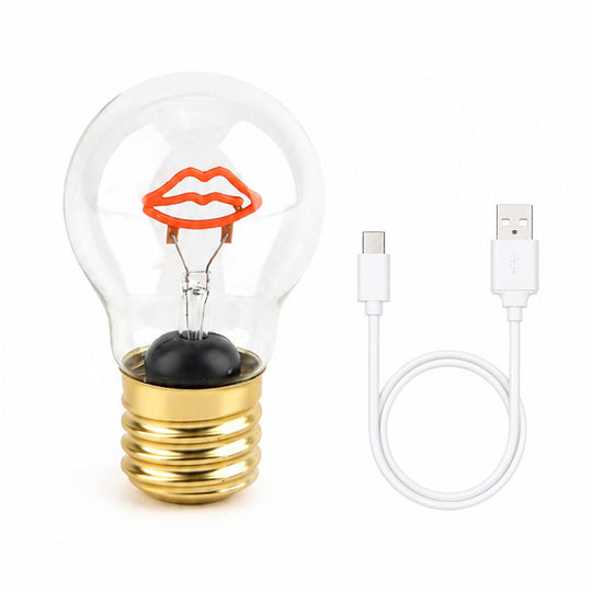 LIVMORE Dekorative Wiederaufladbare LED-Glaslampe mit Doppelherz-Motiv & USB-C (ca. 6,5 x 12 cm)