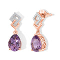 D'Joy Rose De France Amethyst, Weißer Zirkon Ohrringe 925 Silber Rosévergoldet ca. 3,35 ct.