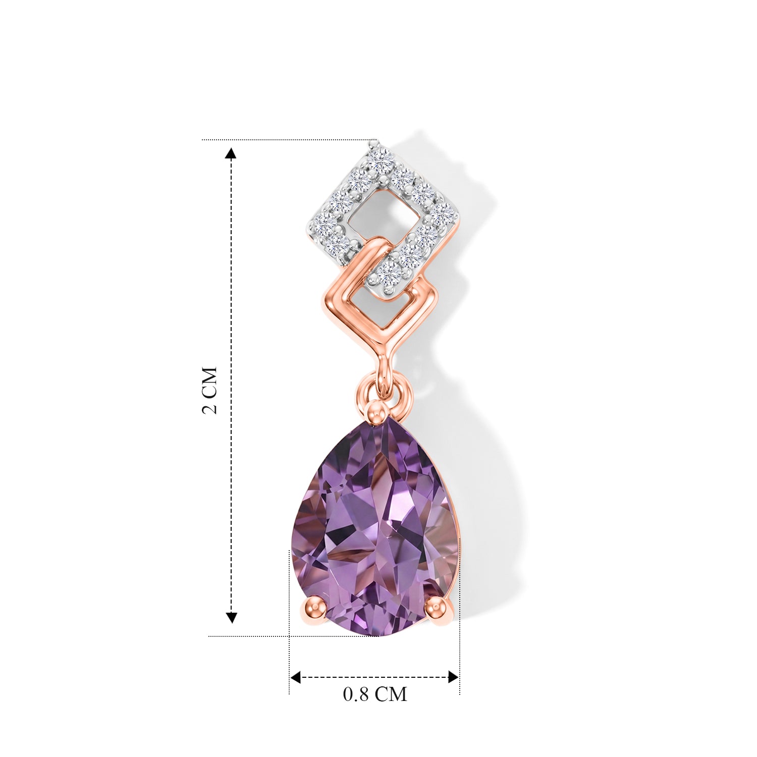 D'Joy Rose De France Amethyst und Zirkon Ohrringe, 925 Silber rosévergoldet - 3,35 ct.