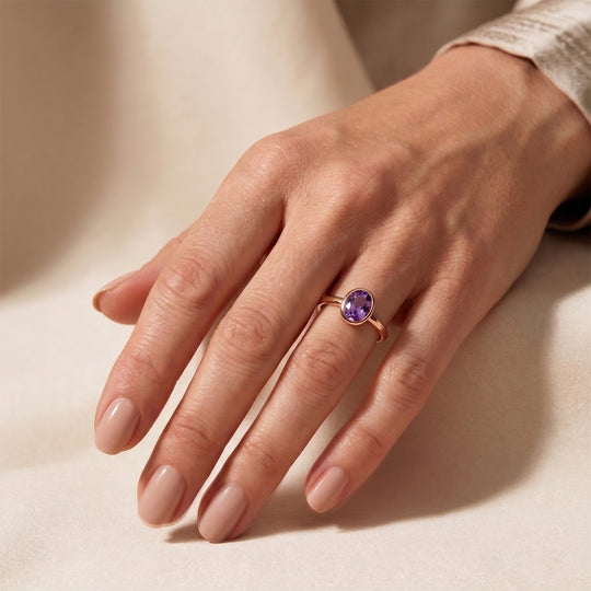 EVER TRUE Rose De France Amethyst Ring 950 Kupfer Rosévergoldet (Größe 16.00) ca. 1,63 ct