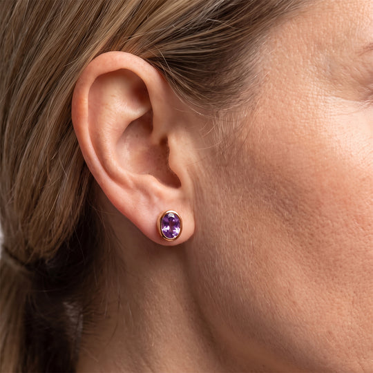 EverTrue Rose De France Amethyst Solitär Ohrringe, 950 Kupfer rosévergoldet - 3,35 ct.