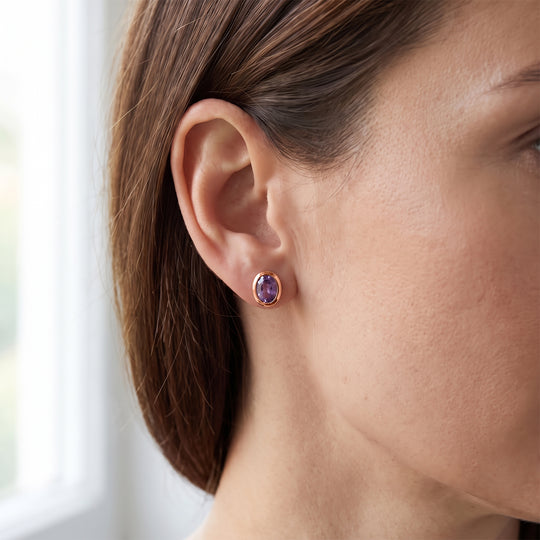 EverTrue Rose De France Amethyst Solitär Ohrringe, 950 Kupfer rosévergoldet - 3,35 ct.